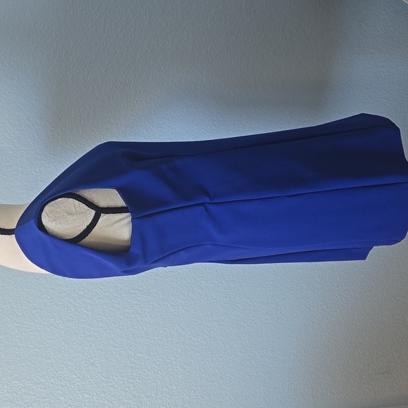 ZARA WOMAN Royal Blue Mini Dress Back Zip Sleeveless Deep V Neck & Back Sz Large - Picture 6 of 14